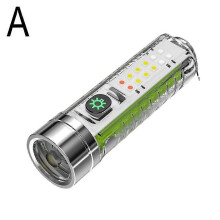 Set van 2 mini-zaklampjes van aluminiumlegering met LED-sleutelhangers en oplaadbare Type-C-batterij voor kamperen, wandelen en no
