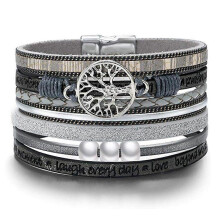 Wickelarmband im Boho-Stil mit besonders stabilem Verschluss, Damen-Wickelarmband mit inspirierender Geschenksymbolik, mehrlagiges