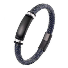 Geflochtenes Lederarmband für Herren, Vintage-Stil, geflochtenes Herrenarmband – Blau