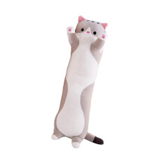 Coussin décoratif long en peluche en forme de chat mignon de dessin animé