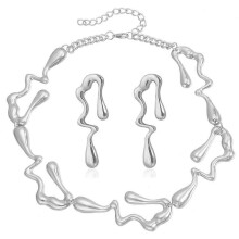Onregelmatig gevormde ketting en oorbellen set - hanger van legering, 41 cm, avondfeest