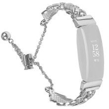 Horlogebandje compatibel met Fitbit Inspire / Inspire 2 / Inspire HR, armband met trekkoordsluiting en decoratie van zinklegering