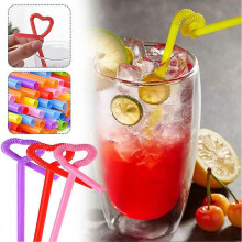 100 stuks kleurrijke, flexibele plastic rietjes voor feestdrankjes, cocktails en smoothies. Wegwerp rietjes.