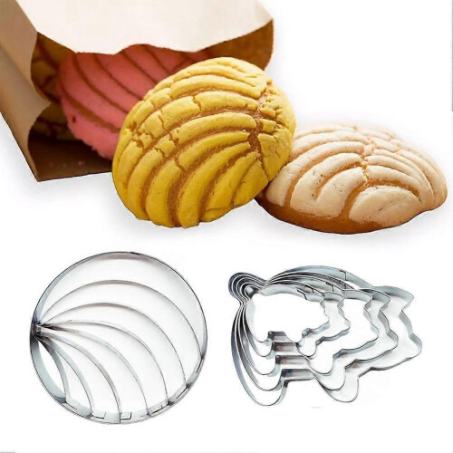 5*griseforme Den originale Concha-udstikker Mexicansk brødform Lavet af Rustfrit Stål 1