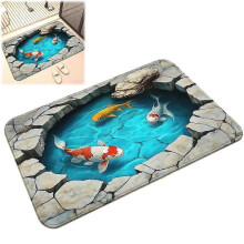 Alfombra de entrada nocturna con diseño de estanque de carpas, alfombrilla de suelo para raspar arena, almohadilla de cocina,