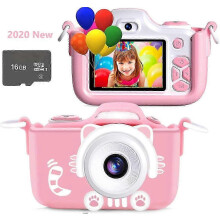 Cámara infantil Kriogor de 12 MP con doble lente: grabadora de vídeo HD 1080p y tarjeta TF de 32 GB para regalos de cumpleaño