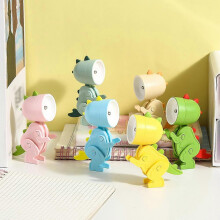 Tegneserie Natlampe Børnelampe Mini Dinosaur LED Skrivebordslamper Sød Gør-det-selv Bærbar med Justerbar Vinkel til Børn