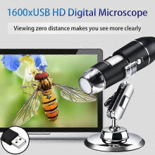 Accessoires voor laboratoriummicroscopen: 1600x HD digitale microscoop met 8 witte LED-lampen en USB-aansluiting.