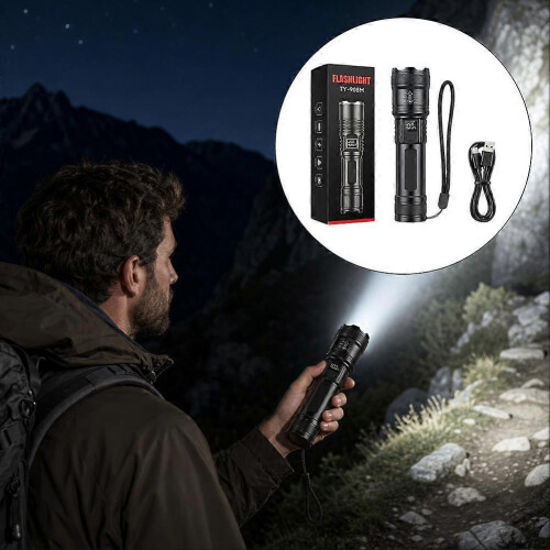 Digital Power Display Portable Flashlight - Lightweight Handheld Telescopic Focus Fast Charging 1