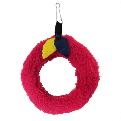 Bird Chew Toy Exercise Entertainment Hanging Ring Swing for Parrot(Red)