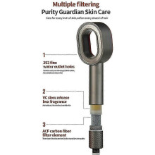 Cabezal de ducha de mano con cepillo de masaje, filtro de fibra de carbono VC, cabezal de ducha de plástico - Gris