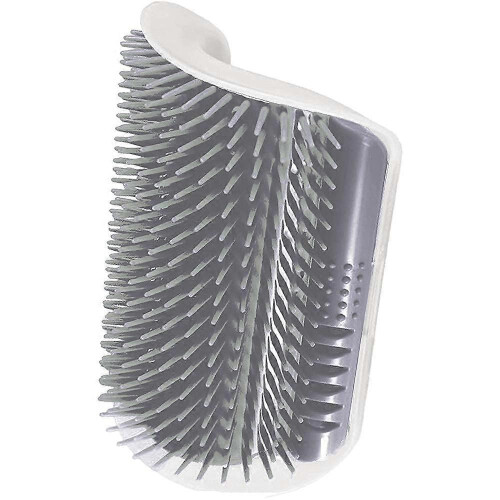 Self-Care Brush for Cats - Light Gray, Wall-Mountable, Suitable for Corners and Flat Surfaces, Durable Design