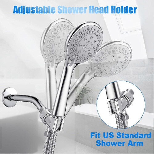 Removable Hand Shower Head with Hose - High-Pressure 5 Functions, Durable Plastic, Adjustable Spray, Universal Fit 2