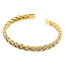 Wheat Style Braided Bracelet for Women, Open Cuff Bangle with Smooth Edge Design and Adjustable Fit, Durable Titanium St