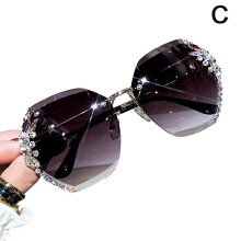 2024 New Fashion Rhinestone Sunglasses Women Face Slimming Sunglasses Internet Celeb Trendy Sunscreen Anti-UV Korean Sty