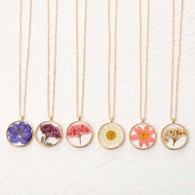 Collar con colgante de flores secas de resina con girasol para mujeres y niñas - Estilo 2