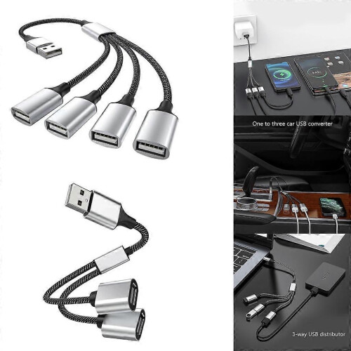 Cable divisor de alimentación USB 2.0 múltiple, adaptadores USB a USB macho y hembra. 2