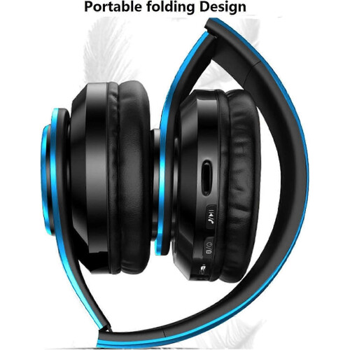 Bluetooth Headphones OverEar Foldable Wireless Headset With BuiltIn Noise Reduction Microphone FM SD/TF Card Blue 2