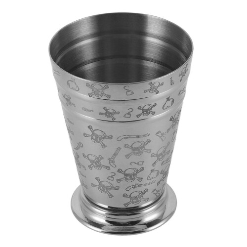 400ml Cone Stainless Steel Cocktail Glass Double Line Mint Julep Cup Small Skull Pattern 2