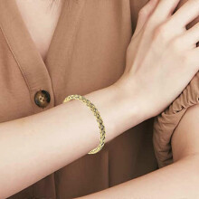Bracciale intrecciato stile grano per donna, bracciale rigido aperto con bordo liscio e vestibilità regolabile, gioiello