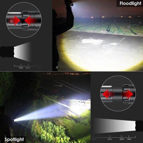 XHP70 Strong Light USB Charging COB Red Light Side Light Telescopic Zoom Output Mobile Charging Flashlight 2