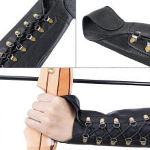 Pu Leather Archery Arm Guard Hand Protector Brace Longbow Hunting Shooting Bow And Arrow Archery Equipment Outdoor Protective Gear-Blac