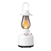 Vintage nattlampe med Bluetooth-høyttaler, retro bærbar bordlampe for soverom, dimbart mykt lys, IPX4 vanntett, hvit