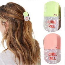 Set of 2 Mini Acetate Capsule Hair Claw Clips for Women, Cute Strong Grip Translucent Pearl Style