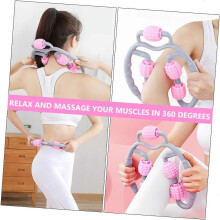 Rodillo masajeador adelgazante para piernas con bola para pantorrillas, material ABS, ajustable, color rosa, alivio muscular