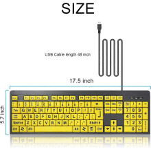 Enhanced Visibility Large Print Keyboard, High Contrast Yellow And Black Keys For Clear Reading, Ergonomics Design For Comfortable Typi