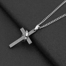 Hypoallergenic Stainless Steel Cross Necklace, Lord's Prayer Cross Pendant with Simple Yet Beautiful Design, Daily Weari