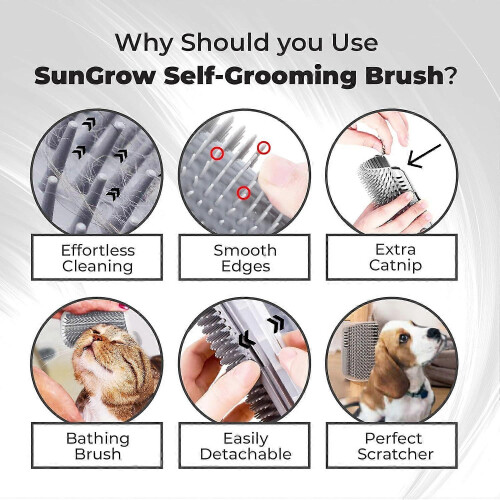 Self-Care Brush for Cats - Light Gray, Wall-Mountable, Suitable for Corners and Flat Surfaces, Durable Design 2