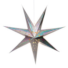 GEEZY Christmas Paper Star Lantern 60cm Light Up LED Hanging Window Decoration Silver