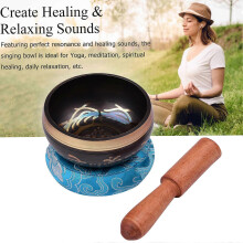 Tibetan Singing Set with 8.5cm/3.3inch Handmade Metal Bowl & Soft Cushion
