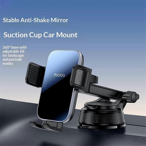 YESIDO C279 360 Rotating Car Phone Holder Suction Cup Mount Dashboard Windshield Stand Adjustable Bracket 1