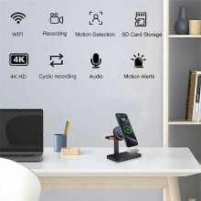3 in 1 Magnetic Wireless Charger with WiFi 1080P Camera 15W Cell Phone Charging Stand