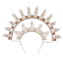 Halloween Costume Headpiece Elegant GoddessCrown Hairband Bachelorette Party Headband Women Headdress Hair Accessories Gold