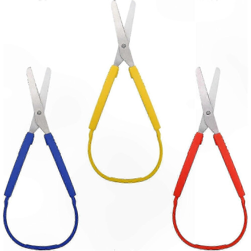 3-Piece Mini Loop Scissors with Easy-Grip Handles compatible with Special Needs Training