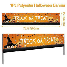 Halloween Trick Or Treat Banner Happy Halloween Decoration For Home Pumpkin Bat Ghost Print Backdrop Horror Party Suppiles