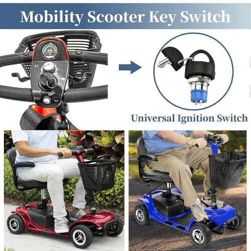 Ignition Switch with Key, Replacement Mobility Scooter Spare Start On/Off Ignition Switch with 2 Keys for Pride 2