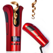 Fer à friser automatique avec élément chauffant en céramique tourmaline et affichage LED, chauffe rapide et durée de chauffe réglable
