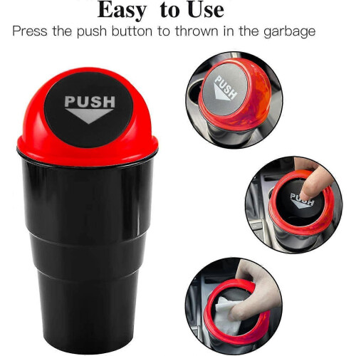 Mini Car Trash Can, Small Automatic Portable Trash Can with Lid, for Car Home Office 2