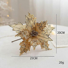 1 Stück 20 cm große künstliche Weihnachtsblumen, glitzernd, für Weihnachtsbaumschmuck, Heimdekoration, Weihnachtsschmuck, Neujahrsdeko