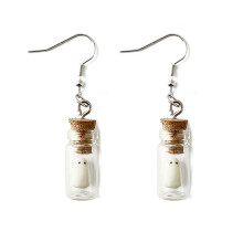 Fashion Halloween White Specter in Glass Bottle Dangle Earrings Party Ornament Specter Earrings Horror Jewelry for Women
