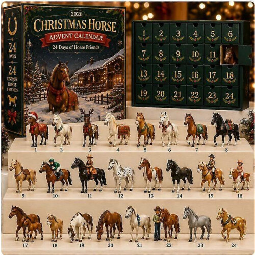 2D Horse Themed Christmas Advent Calendar, 24-Day Countdown