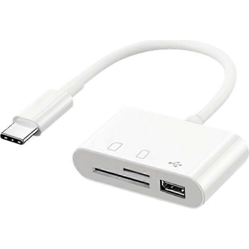 Type-C 3-in-1 kaartlezer OTG-adapter SD TF U-schijf wit