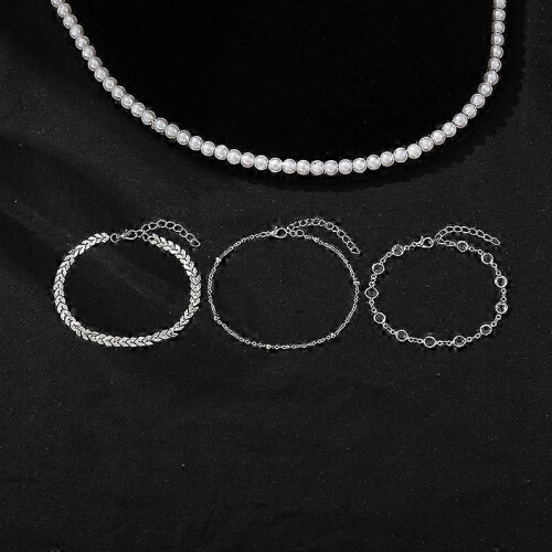 Vintage Statement Crystal Sequin Anklet Set Boho Style Women's Jewellery 1
