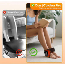 Appareil de massage des pieds sans fil 3 en 1 gris - Thérapie par la chaleur, la compression et les vibrations