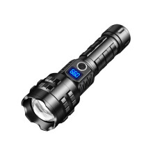 Die hellste Taschenlampe der Welt: 200.000 Lumen, Ladeanzeige, bester wiederaufladbarer LED-Scheinwerfer (Schwarz)