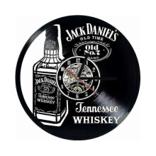 Wandklok van vinylplaat, upcycling, LED, Jack Daniels familiedecoratie, 3D-design, klok voor woonkamer, slaapkamer, restaurant, wandde